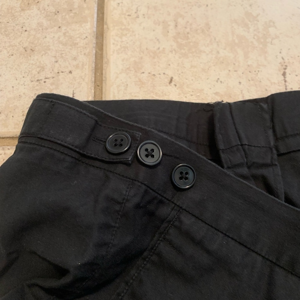 💜 Classic Black Cotton Flat-Front Trousers / Chinos - Large - Picture 2 of 7